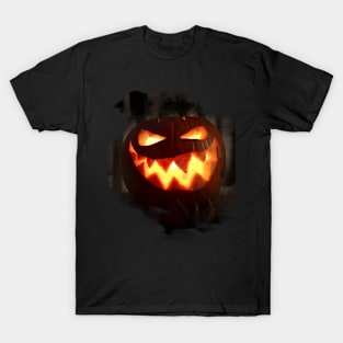 Scary Jack O' Lantern Halloween Pumpkin Design T-Shirt